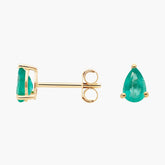 Pearl Dusk Pear Green Lab Emerald Stud Earrings Gold